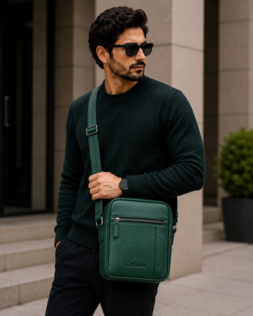 Men’s Green Leather Crossbody Bag