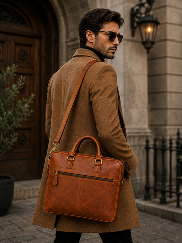 Men’s Tan Leather Laptop Bag