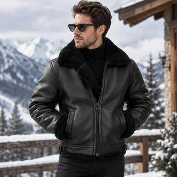 Men's Black B3 Shearling Bomber Jacket
