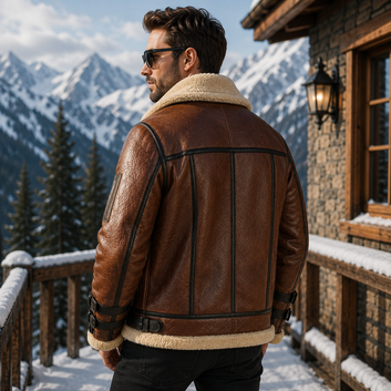 Men's Brown B3 Bomber Shearling Leather Jacket
