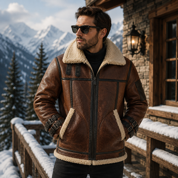 Men's Brown B3 Bomber Shearling Leather Jacket