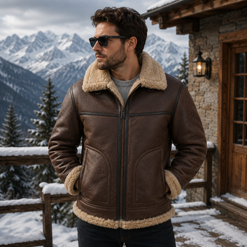 Men's Brown B3 Shearling Leather Jacket