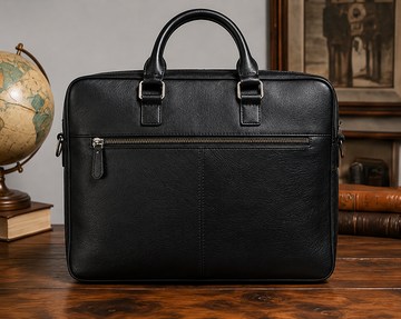 Black Leather Laptop Briefcase – Premium Work Bag